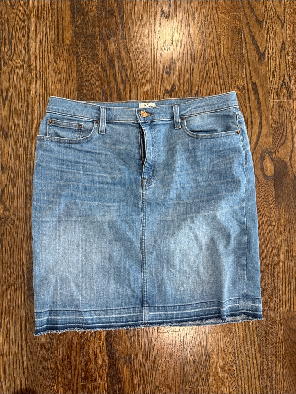 J. Crew Light Blue Denim Mini Skirt with Hem Stitching